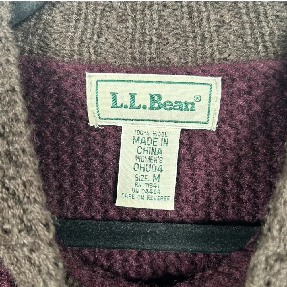 L.L.Bean Wool Patchwork Sweater Multicolored Purp… - image 3